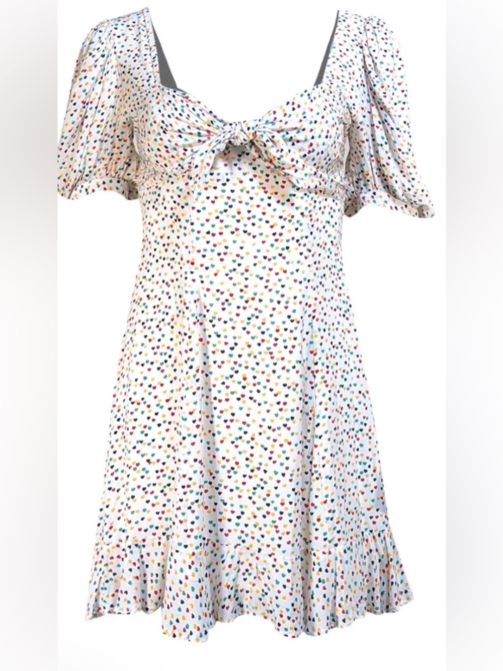 The Kooples confetti hearts printed Dress Sweetheart neckline small Midi